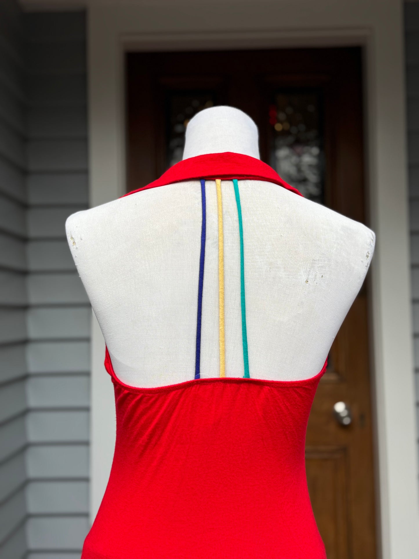 Vintage Red Collared Open Back Top | Size 10