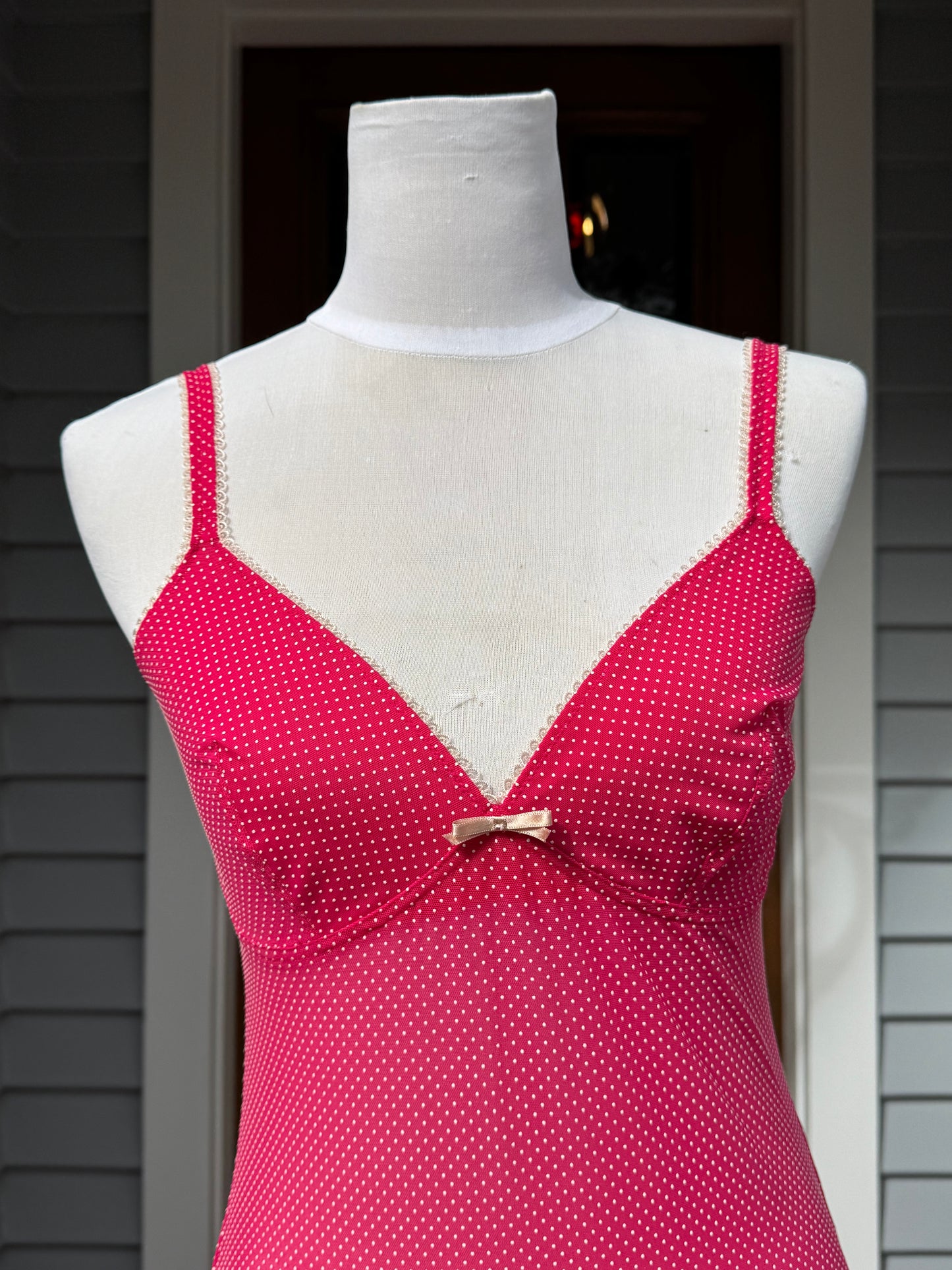 Pink Sheer Polka Dot Bodysuit | Size M