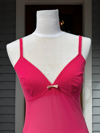 Pink Sheer Polka Dot Bodysuit | Size M