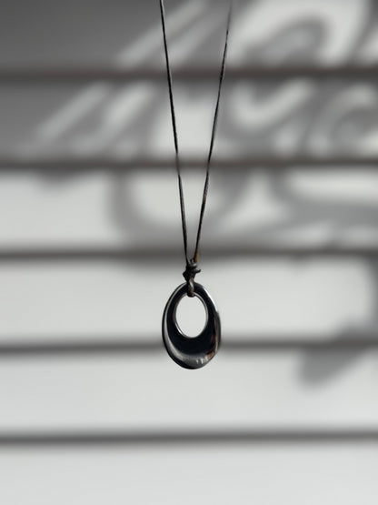 Black Oval Pendant Necklace