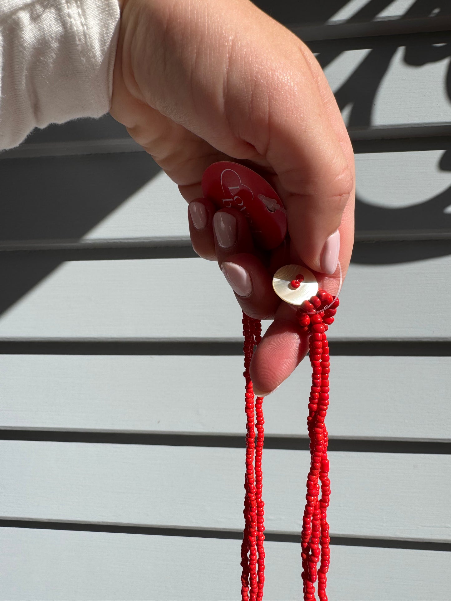 Red Beaded Shell Necklace