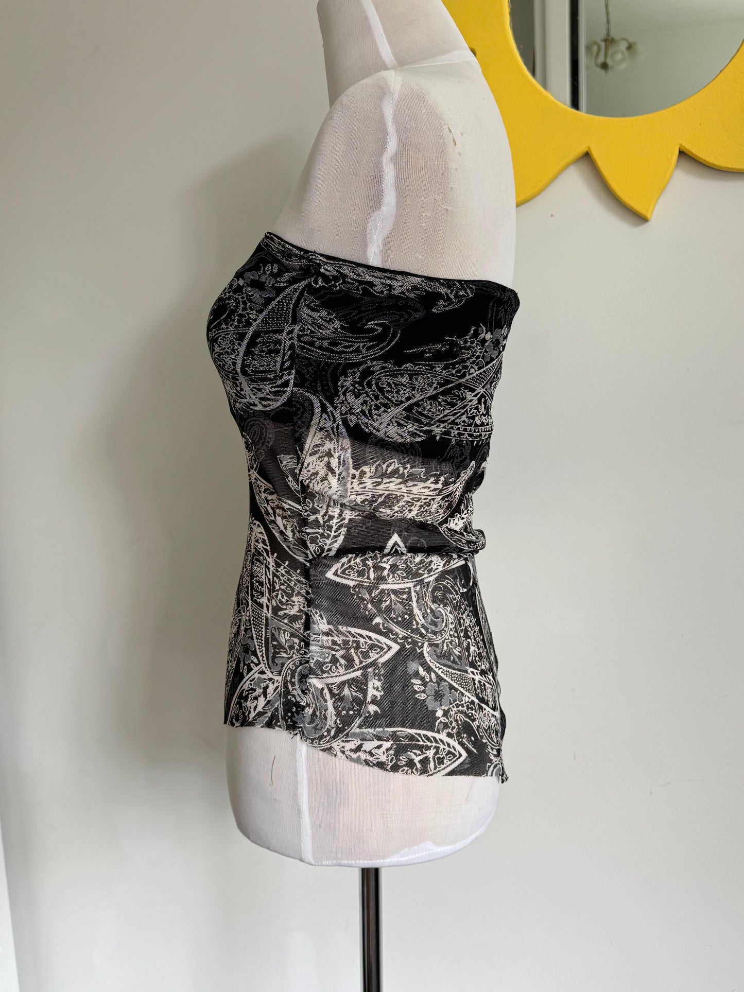 Patterned Sheer Bandeau Top | Size 4-6