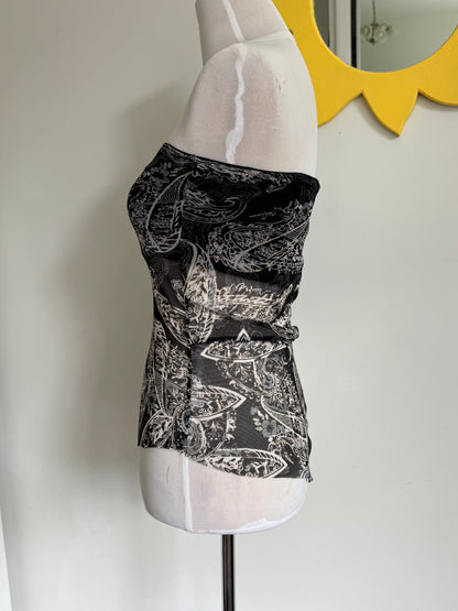 Patterned Sheer Bandeau Top | Size 4-6