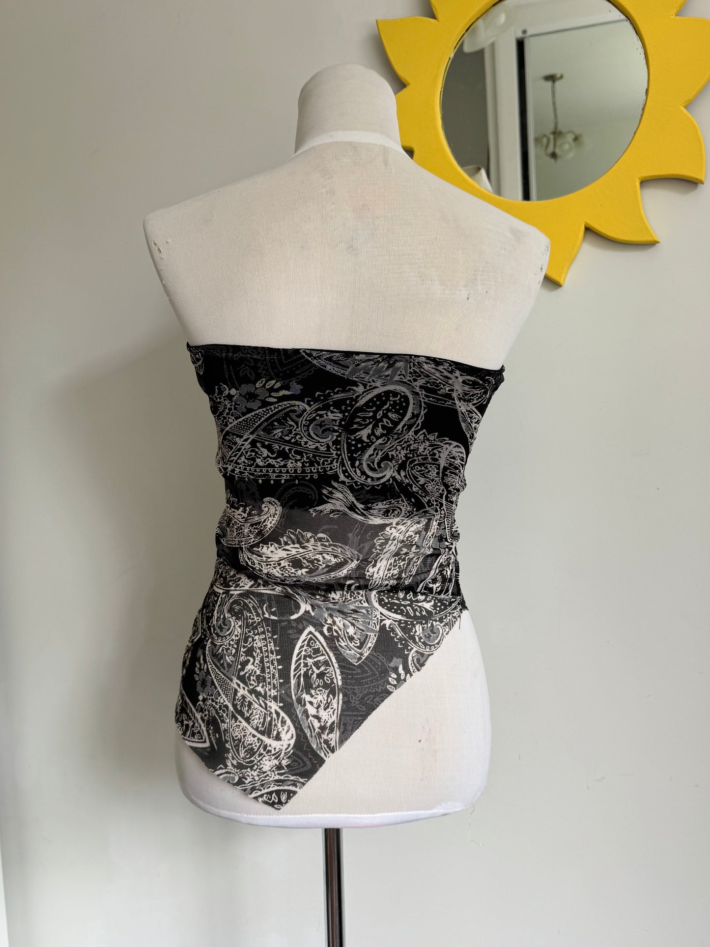 Patterned Sheer Bandeau Top | Size 4-6