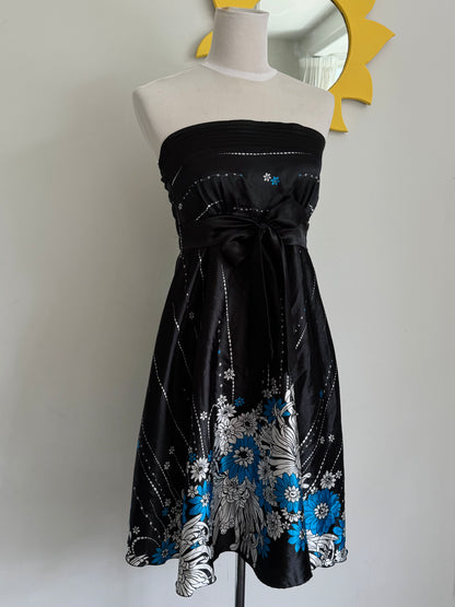 Silky Strapless Floral Dress | Size 6-8