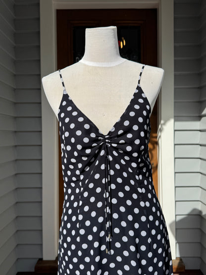 Navy Polka Dot Midi Dress | Size 8-10