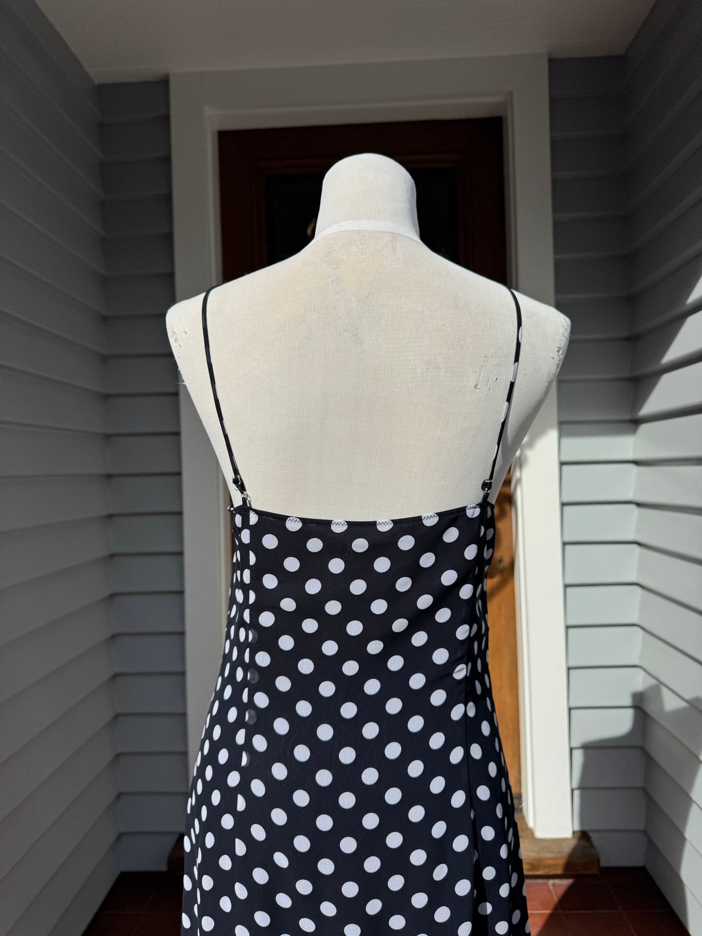 Navy Polka Dot Midi Dress | Size 8-10