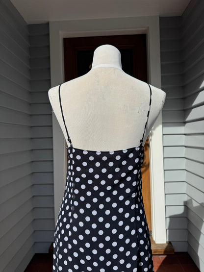 Navy Polka Dot Midi Dress | Size 8-10