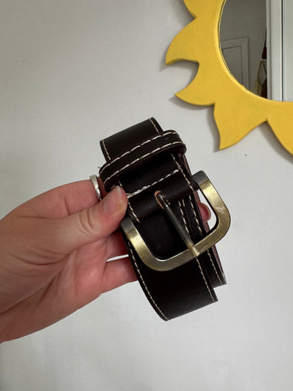 Brown with Cream Stitch Belt