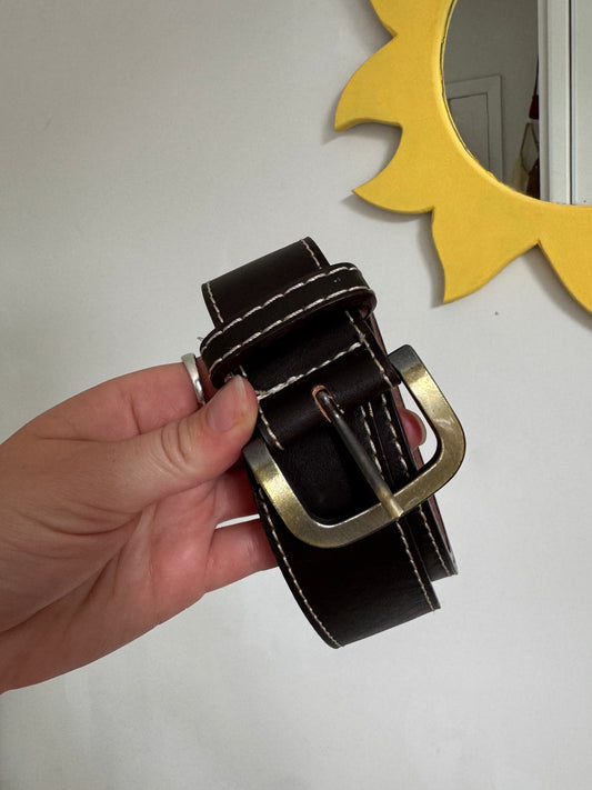 Brown with Cream Stitch Belt