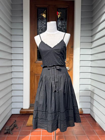 Vintage Black Babydoll Midi Dress | Size S