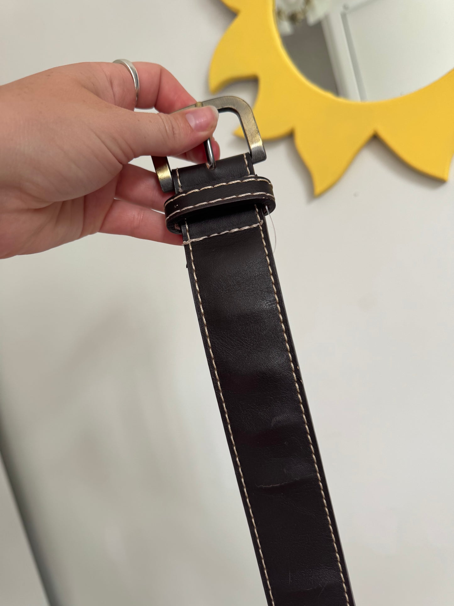 Brown with Cream Stitch Belt