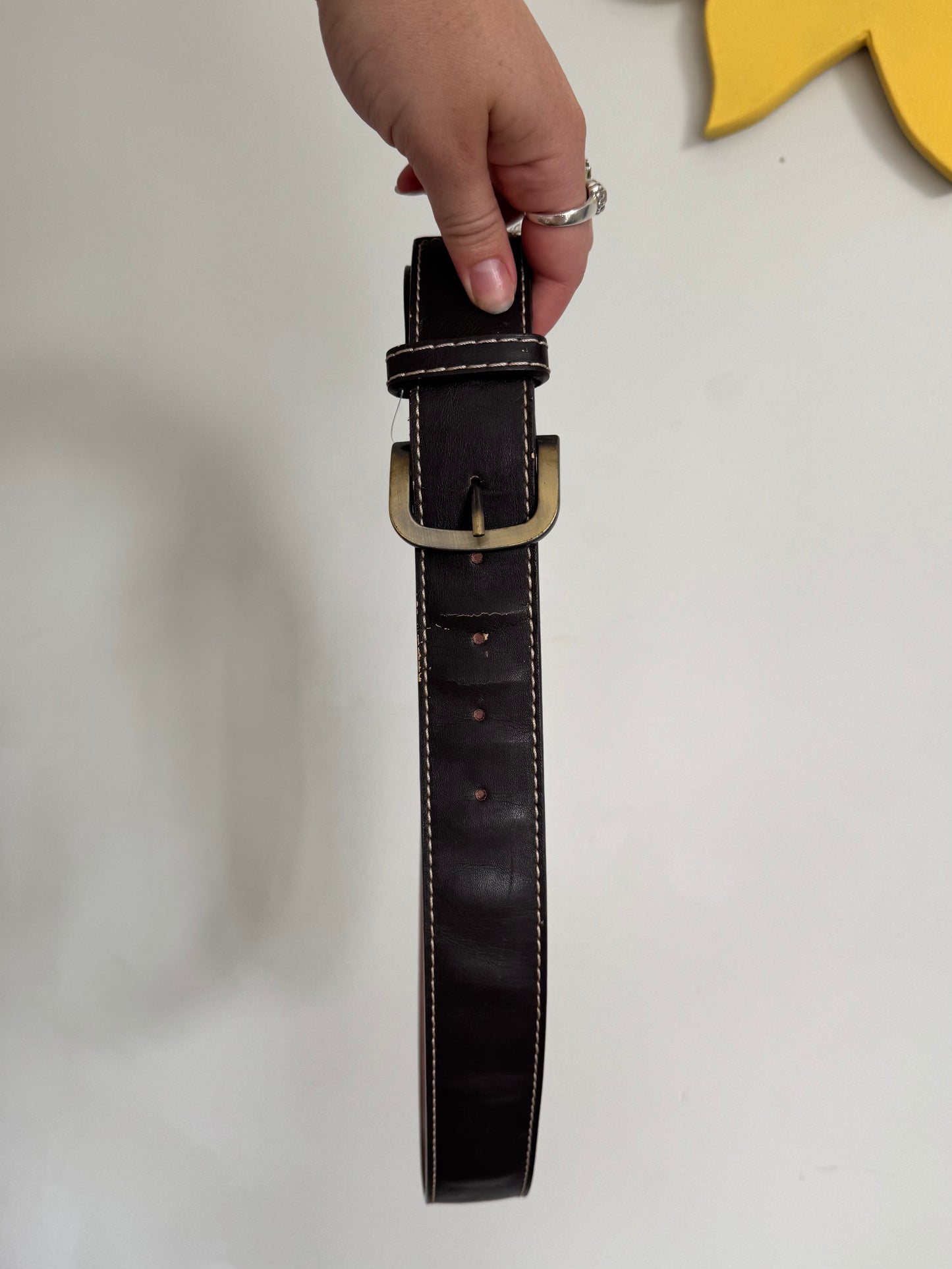Brown with Cream Stitch Belt