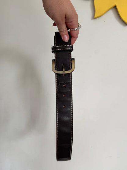 Brown with Cream Stitch Belt