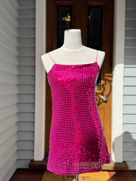 Pink Sequin Mini Dress | Size 6-8