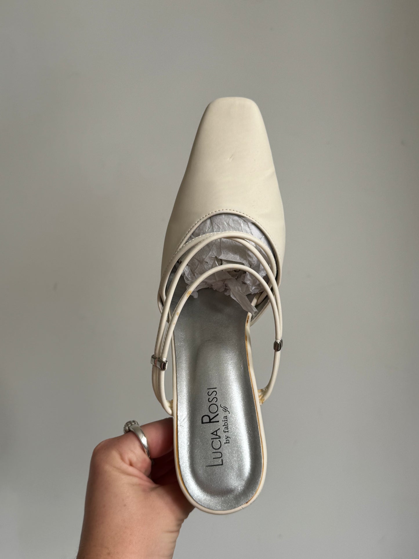 Cream Strappy Kitten Heels | Size 8