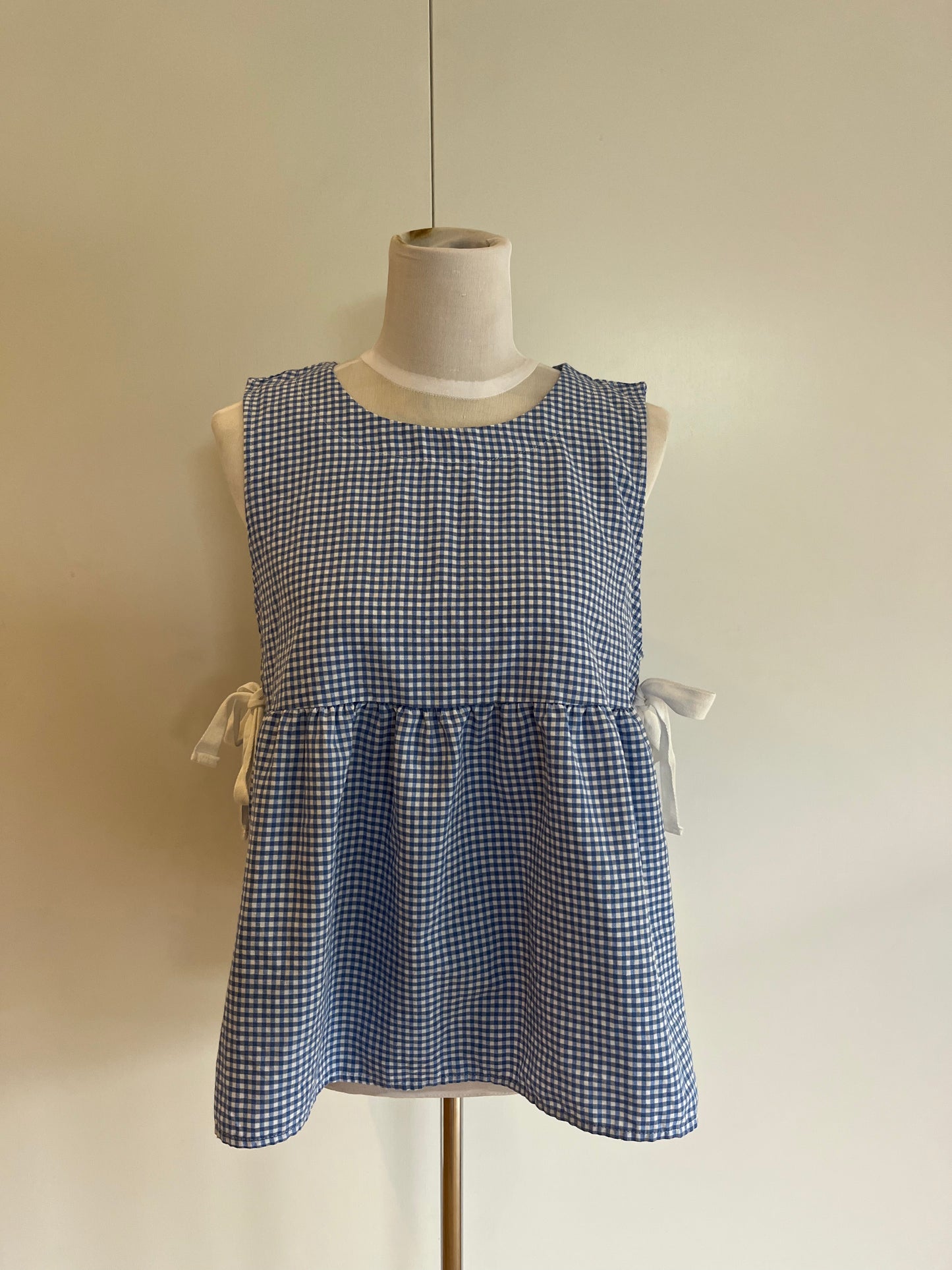 Blue Checkered Singlet with Bow Details | Size S-M