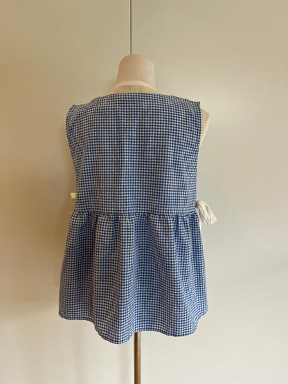 Blue Checkered Singlet with Bow Details | Size S-M