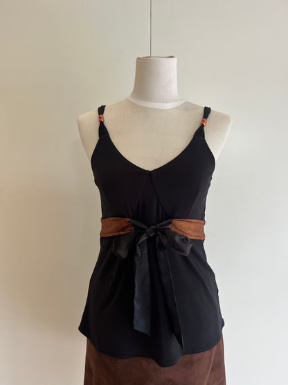 Black and Copper Singlet Top | Size 10