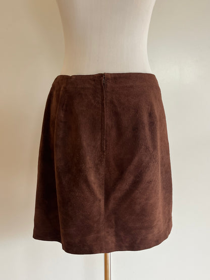 Vintage Max Brown Leather Mini Skirt | Size M