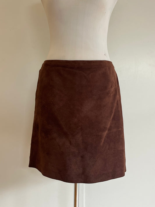 Vintage Max Brown Leather Mini Skirt | Size M