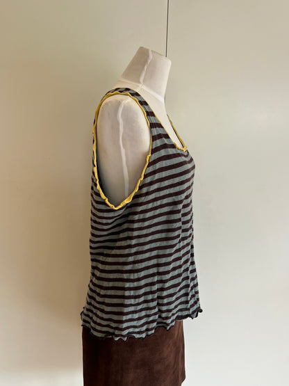 Blue and Brown Striped Singlet | Size 10-12