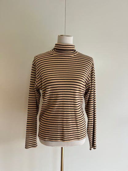 Cotton Striped Turtleneck | Size L