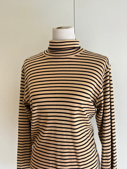 Cotton Striped Turtleneck | Size L