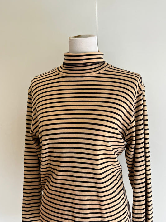 Cotton Striped Turtleneck | Size L