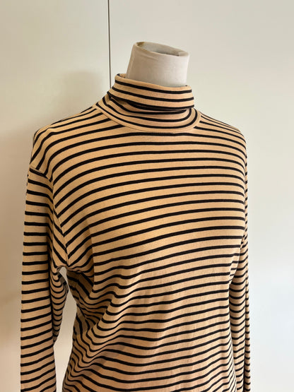 Cotton Striped Turtleneck | Size L