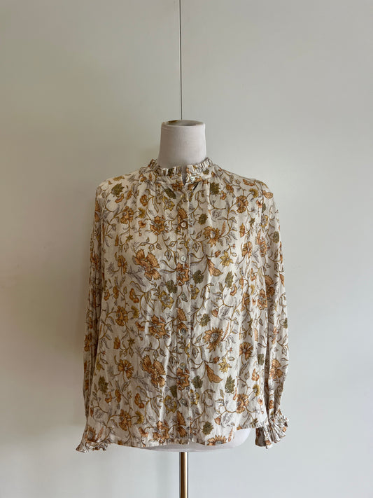 Linen Floral Blouse | Size 8