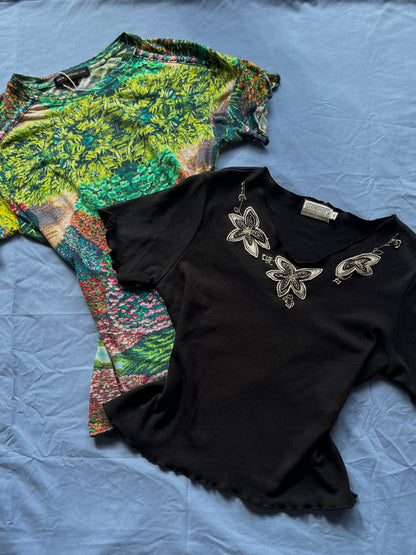 Black Embroidered T-Shirt | Size S