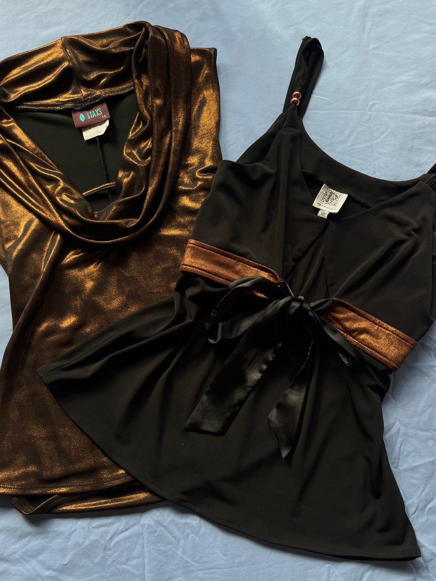 Black and Copper Singlet Top | Size 10