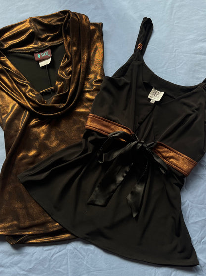 Black and Copper Singlet Top | Size 10