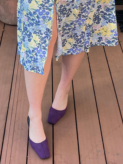 Purple Suede Kitten Heels