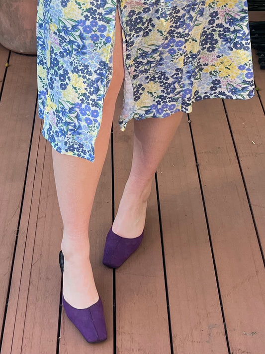 Purple Suede Kitten Heels