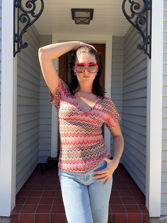 Colourful Crochet Blouse | Size M
