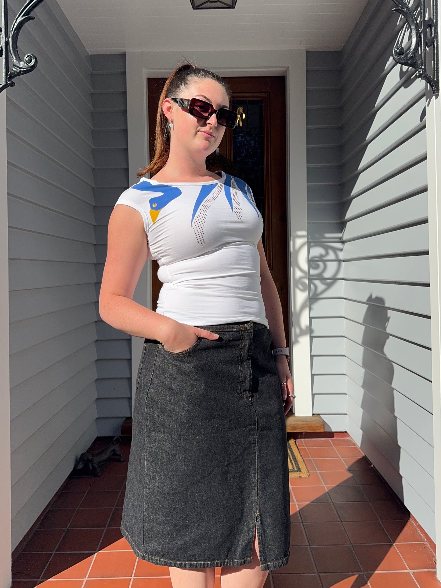 Denim Midi Skirt | Size 14-16