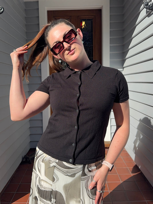 Black Button Up Top | Size M