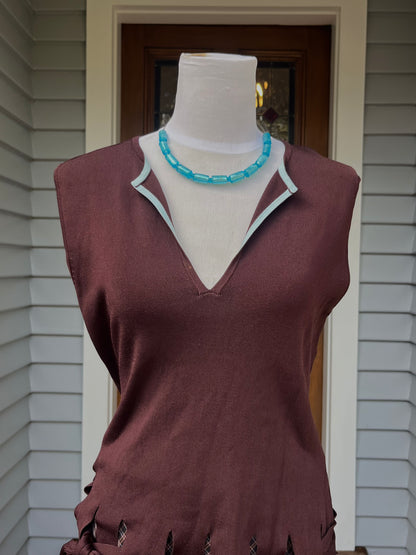 Brown & Blue Singlet Top | Size L