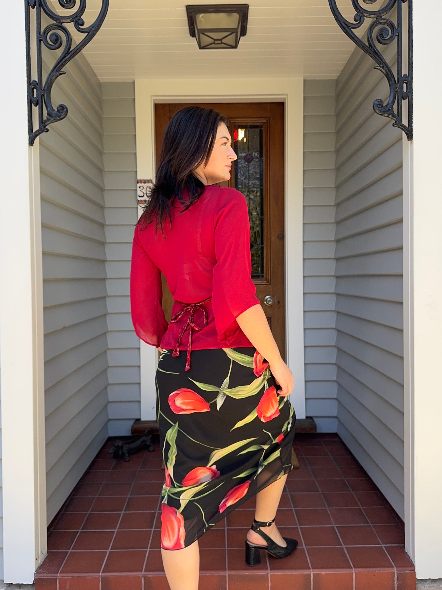 Vintage Max Red Sheer Blouse | Size Small
