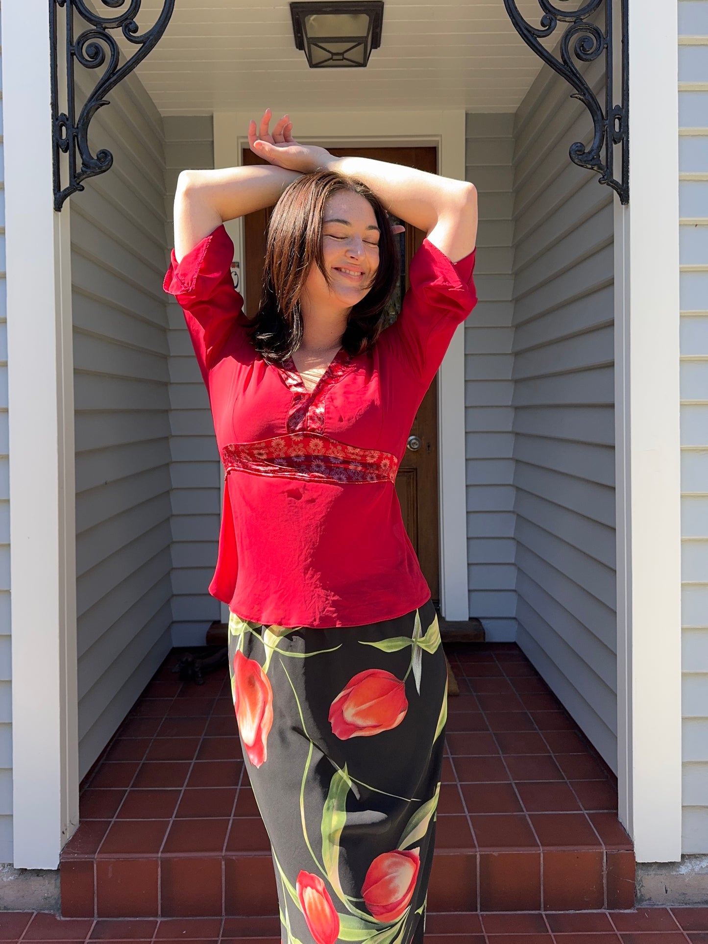 Vintage Max Red Sheer Blouse | Size Small