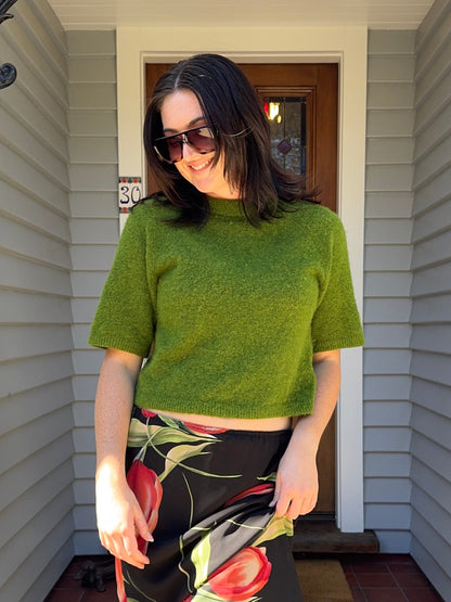 Alpaca/Wool Mix Green Jumper | Size XS