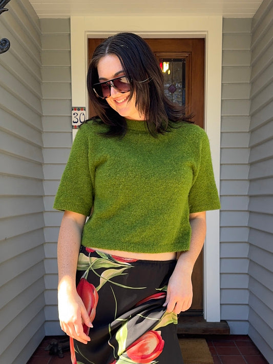 Alpaca/Wool Mix Green Jumper | Size XS