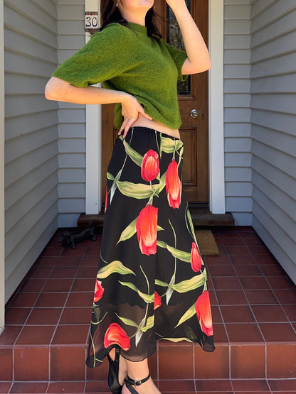 Tulip Floral Midi Skirt | Size 12-14