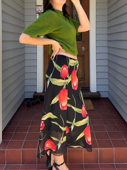 Tulip Floral Midi Skirt | Size 12-14