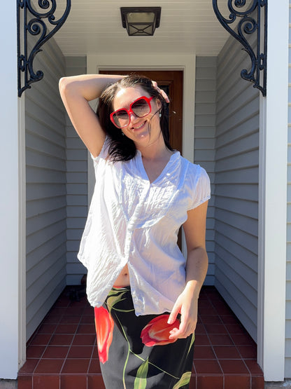 White Cotton Blouse | Size 16