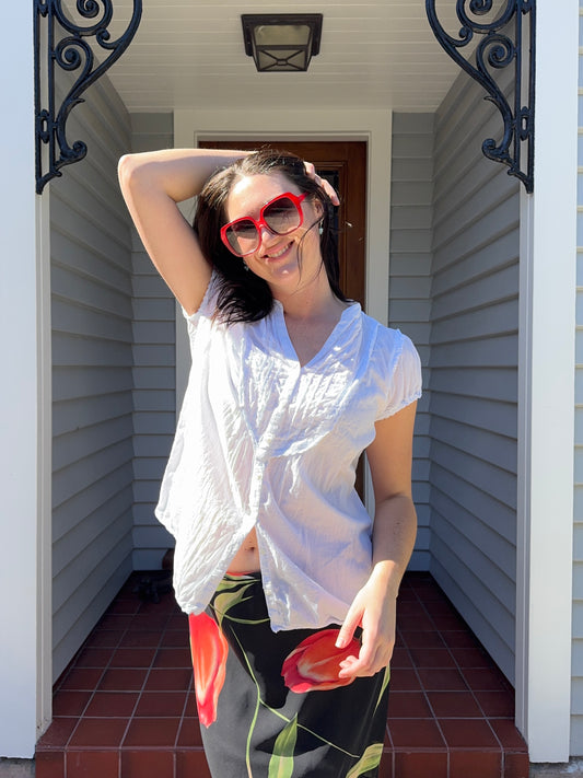 White Cotton Blouse | Size 16