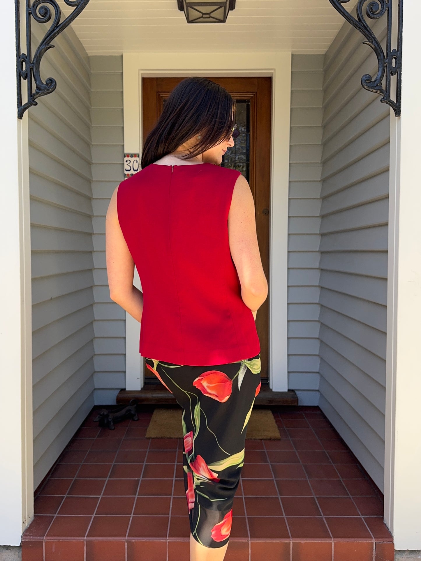 Red Sleeveless Blouse | Size 14