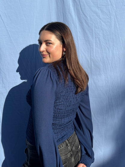 Blue Long-Sleeve Blouse | Size 12